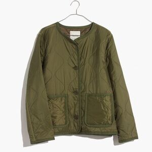 Madewell quilted liner jacket in olive green